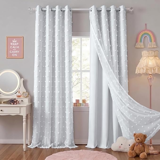 PONY DANCE White Curtains for Living Room 84 Inches Long, 52W x 84L | Thermal by PONYDANCE
