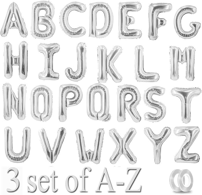 78 Pcs Sliver Letter Balloons A to Z Custom DIY Phrase Banner by Uorbmaio
