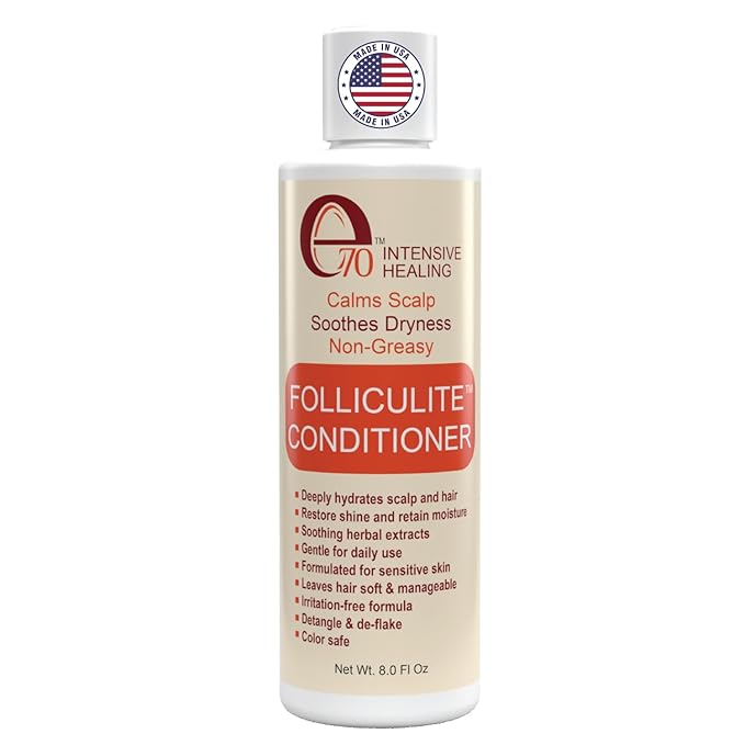 Folliculitis Treatment Conditioner with 3% BHA, Salicylic Acid, Tea Tree Oil & Chamomile Extracts - Anti Itch for women & men with Irritated Flaky Scalp Acne Treatment, Made in USA by e70, 8 fl oz