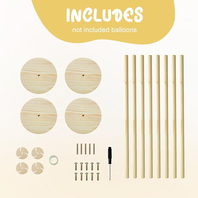 4 Sets Balloon Stands for Table, Wooden Balloon Stand - Image 3