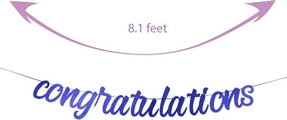 Congratulations Banner Blue Glitter Congratulations Graduation Banner - Image 3