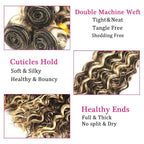 Highlight Bundles Human Hair P4/613 Deep Wave Bundle 16 18 20 Inch Niegmeag Brazilian Virgin Remy Hair Extensions Double Weft 2 Tone Brown and Blonde Bundles 300g