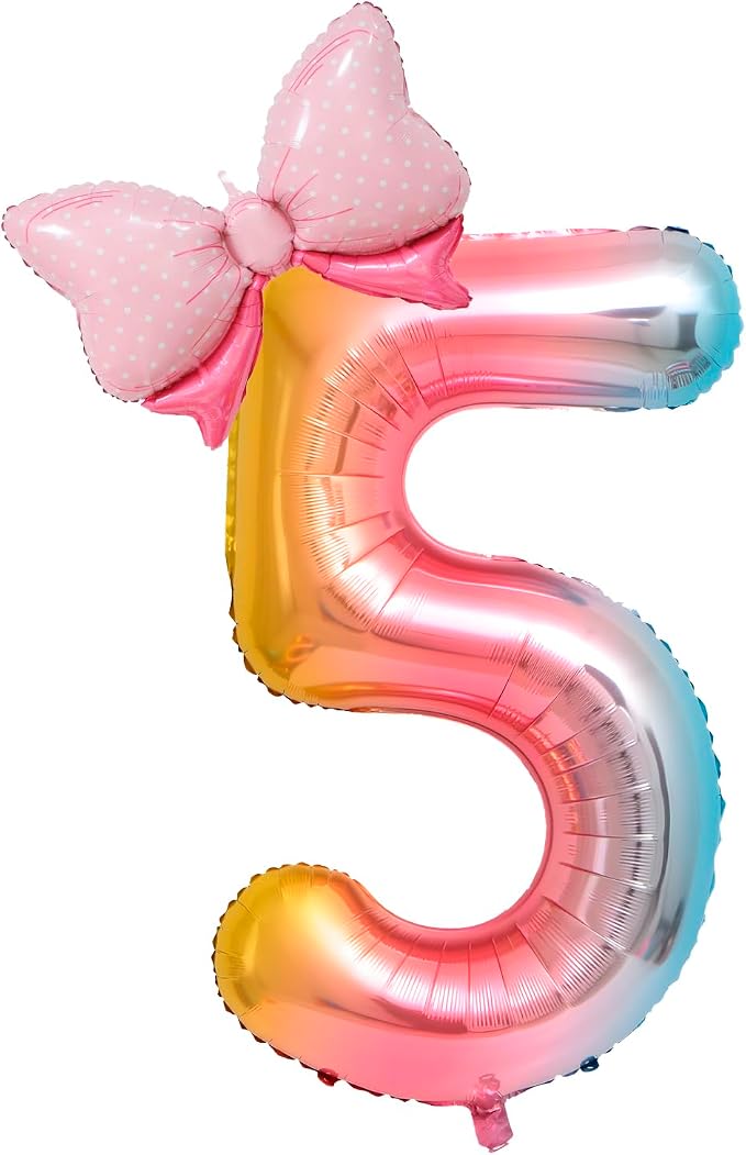 40-Inch Number 5 Gradient Giant Number Balloons And Mini Bow Balloons Foil by Unknown