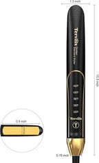 Terviiix 100% Titanium Flat Iron, 24K Salon Professional Hair Straightener and Curler 2 in 1, Non-Snagging Straightening Iron for One Swipe, 15s Ultra Fast Heating, Dual Voltage, Auto Shut Off, 1''