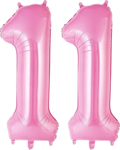 Pink Number 11 Balloons, Big Large Foil Number Balloons, Jumbo Giant Mylar by AIQINHU
