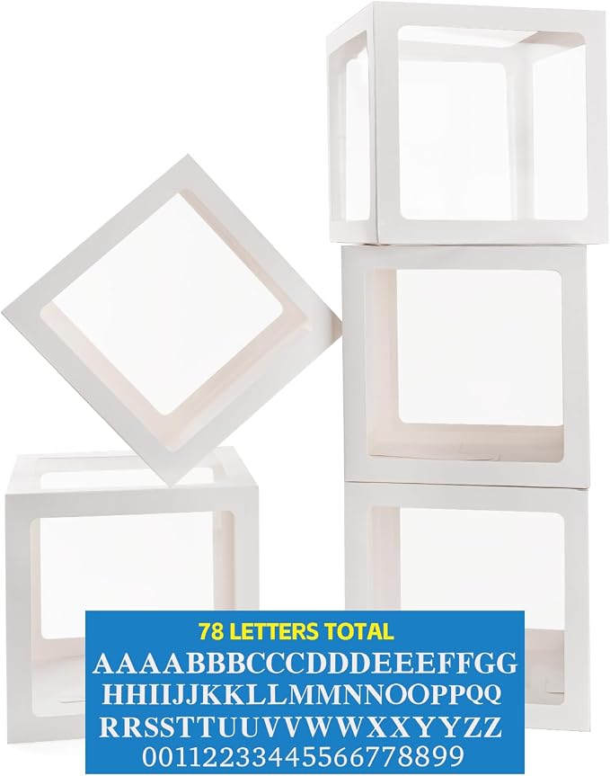 Baby Boxes for Baby Shower White Clear Balloon Box Blocks Gender Reveal by PABUES