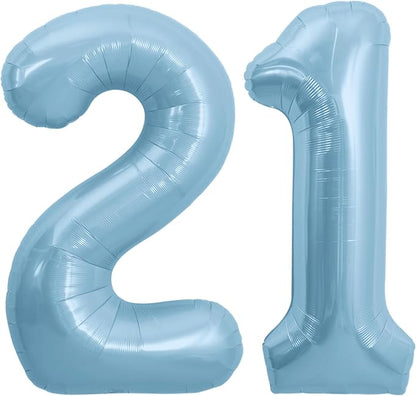 TONIFUL 40 Inch Pastel Blue Number 2 and 1 Foil Balloons Large Baby Blue Mylar by TONIFUL