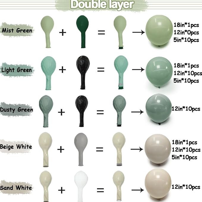 Dusty Green White Sand Balloon Garland - Image 3