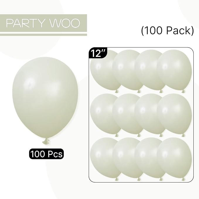 PartyWoo Sage Green Balloons 100pcs Boho Dusty Olive Green Color | Balloons - Image 7