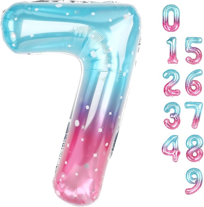Number 7 Balloon 40 Inch for 7 17 Birthday Decorations, by Mluchee