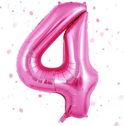 Pink Number Balloons, Large Hot pink Number 4 Balloon 40 Inch Pink 4 Balloon by Yeodong