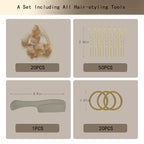 Invisible Hair Nets 50cm with 20Pcs,50Pcs U Shaped Bobby Pins,20Pcs Hair Ties and a Comb Styling Accessories Set,50cm for Ballet Bun,Wig,Food Service,Cabin Attendant, for Women and Girls(Gold) ﻿