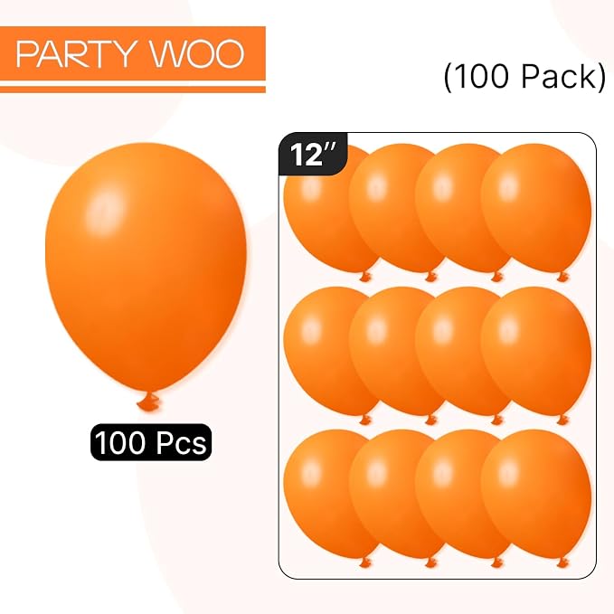 PartyWoo Orange Balloons 100pcs Fall Latex Helium Balloons 12 Inch | Birthday - Image 7
