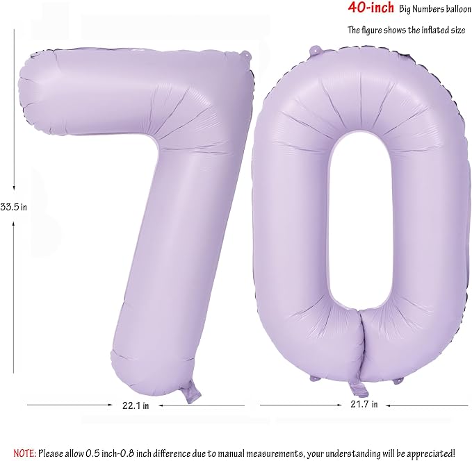 40 In Matte Purple Number Balloons Helium Foil Mylar Balloon Digital 70 | - Image 2