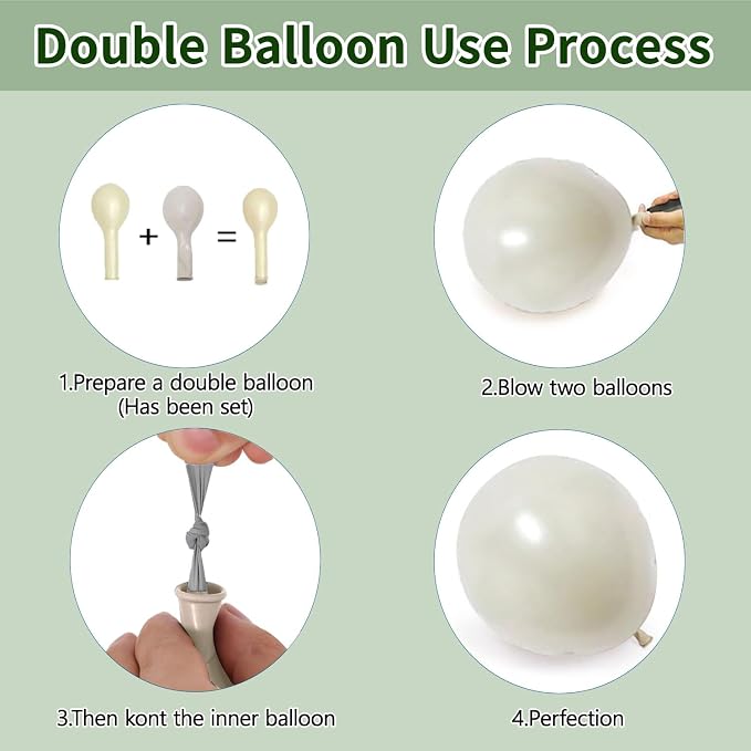 Emerald Green Gold Balloon Arch Kit, Different Size | Double Stuffed Latex - Image 3