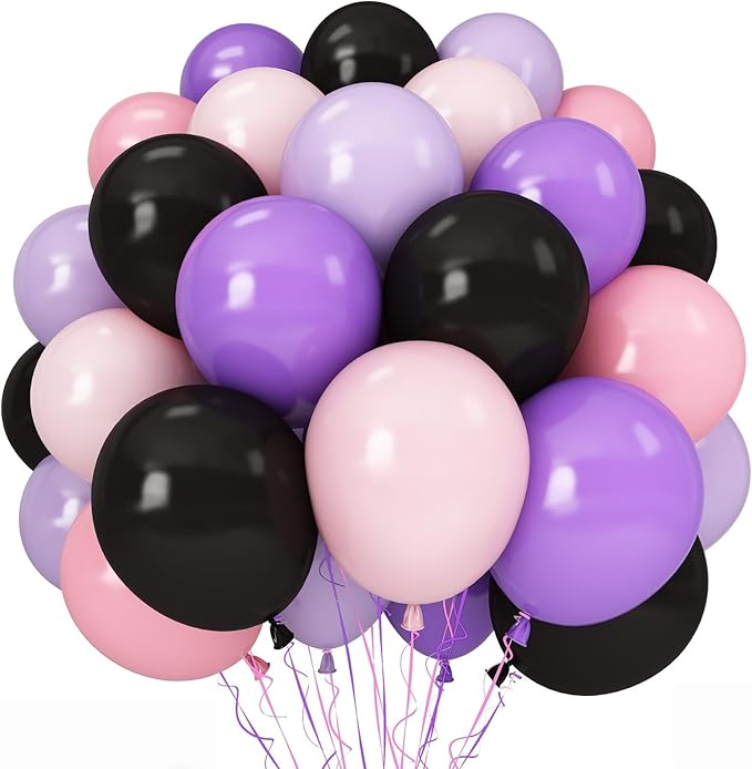 Pink Purple Black Balloons by Govpy