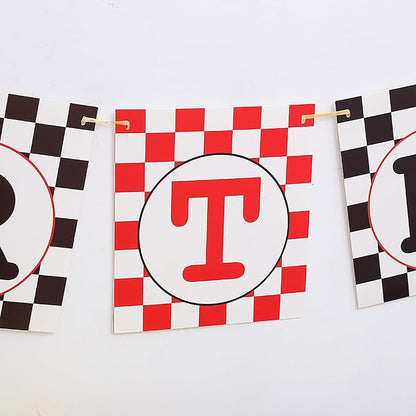 Race Car Birthday Banner, Checkered Happy Birthday Flags, Racing Themed Party - Image 3