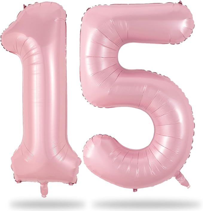 Number 15 Balloon Pastel Pink, Giant Number 1 & 5 Helium Foil Balloon by Lingqiang