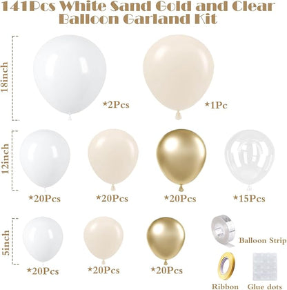 KARLURE White and Gold Balloons Arch Kit Garland - Image 2