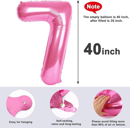 7 Balloon Numbers Birthday Decorations, 40In Pink Balloons - Image 5