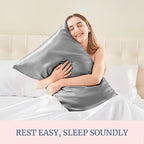 BEDELITE Satin Pillowcase for Hair and Skin, Super Soft Similar to Silk Pillow Cases 4 Pack with Envelope Closure, Cooling Pillowcases for Women Men (20"x30" Queen Size, Grey)