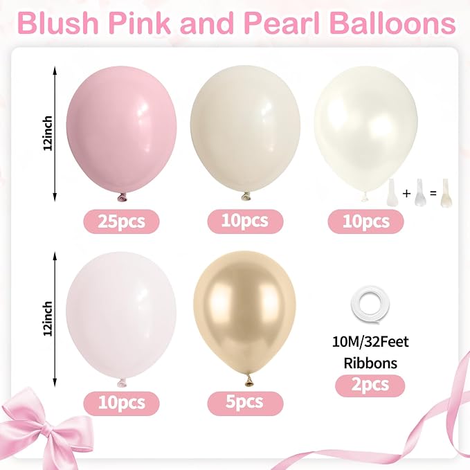 Dusty Pink and Gold Balloons, 12 Inch Apricot Champagne Gold Balloons Helium - Image 2