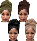 Harewom Head Wraps for Black Women Stretch Head Scarf Long African Hair Wraps Turban Headwraps Jersey Headbands