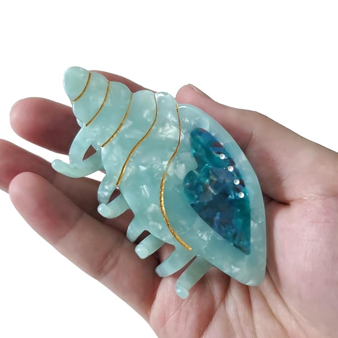 Spiral Conch Claw Clip,Acetate Hair Clips,Small Claw Clips for Women,Green