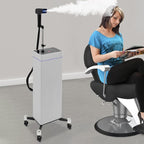 3 In 1 Standing Nano Hair Steamer Heated Micro Mist Spray Negative Ion Blue Light Hair Care Nanoscale Steamer for Deep Conditioning with Removable Nozzle & Wheels, 10 Levels Fog Output, 0.13Gal Tank