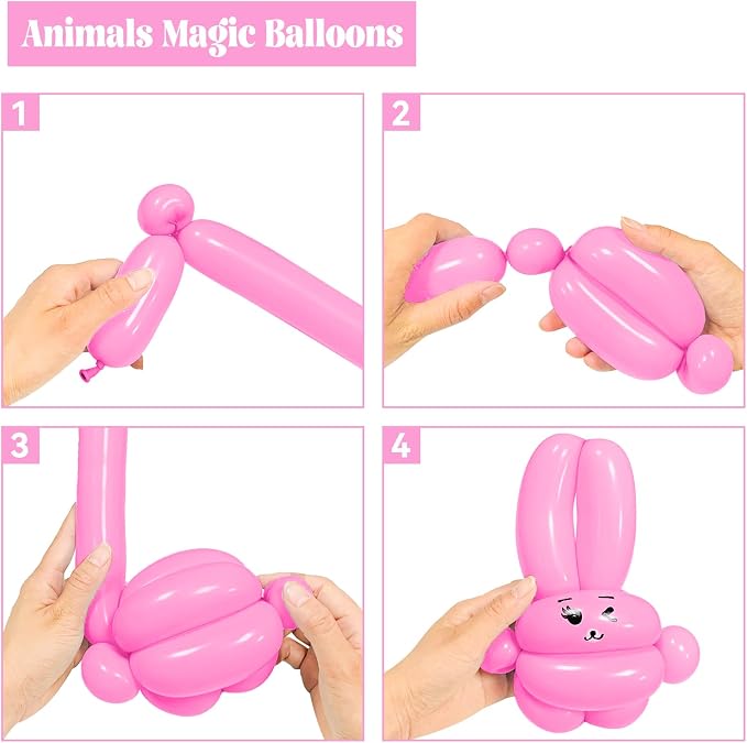 Pink 260 long Balloons 100 Pack Matte Pink Modeling Long Magic Balloons - Image 4