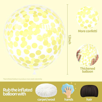 25 Pcs Yellow Confetti Balloons, 12 Inch Thickened Clear Latex Balloon - Image 2