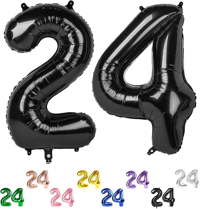 Number Balloons 24 Balloon Black by Enyeopd