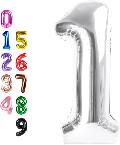 Number Balloons 1 Balloon Silver by Enyeopd