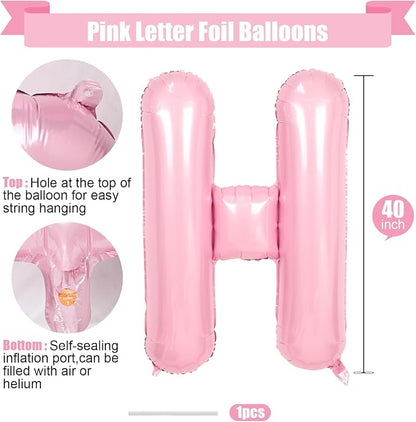 Pink Letter H Balloons, 40 Inch H Letter Balloon Light Pink, A to Z Alphabet - Image 2