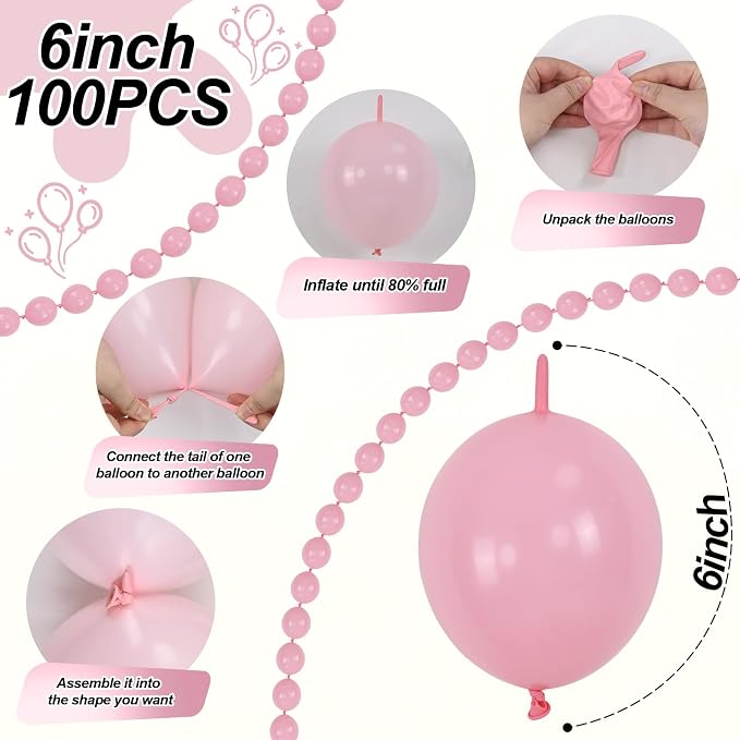 Pastel Pink Quick Link Balloons, Tails Balloon - Image 2