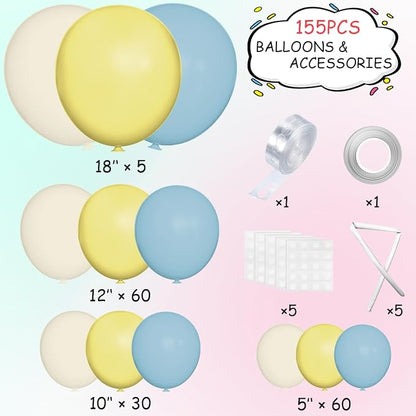 MEBAY Blue Yellow White Balloon Garland Arch Kit - Image 2