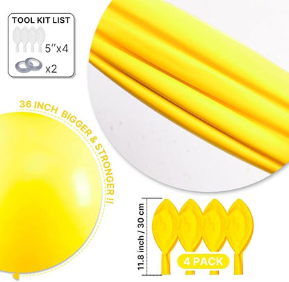 PartyWoo Yellow Balloons 4pcs Yellow Latex Helium Balloons 36 Inch | Birthday - Image 7