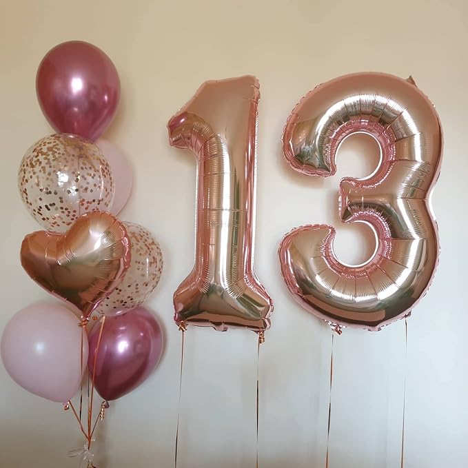 40 Inch Rose Gold 13 Number Balloons Giant Jumbo Huge 13 or 31 Foil Mylar - Image 3