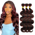 30 30 30 Inch Highlight Human Hair Bundles 99j Body Wave Bundles Brazilian Virgin Remy Hair Extensions Niegmeag 2 Tone Black and Red Body Wave Bundle