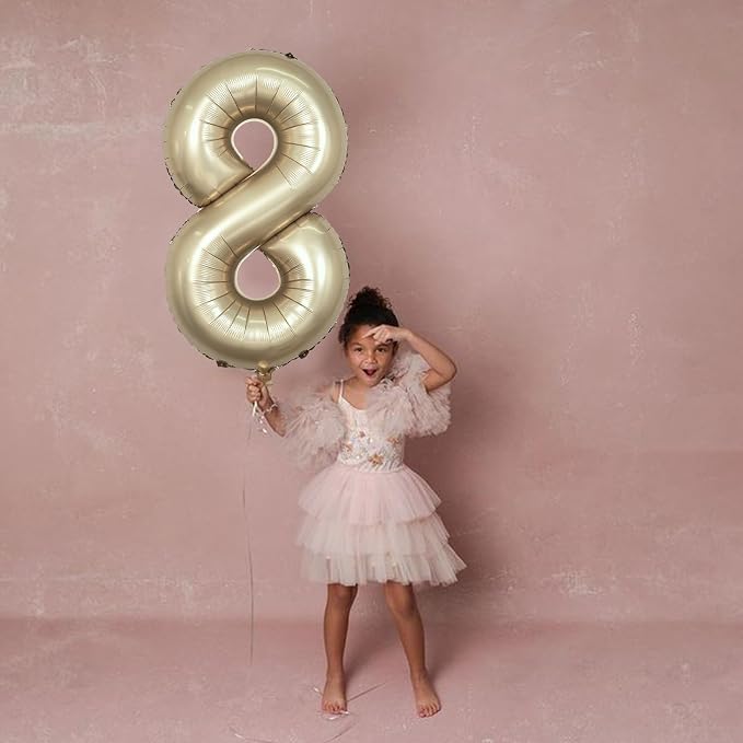 Metallic Gold Number 8 Balloons, 40 Inch Giant Light Champagne Gold Mylar Foil - Image 8