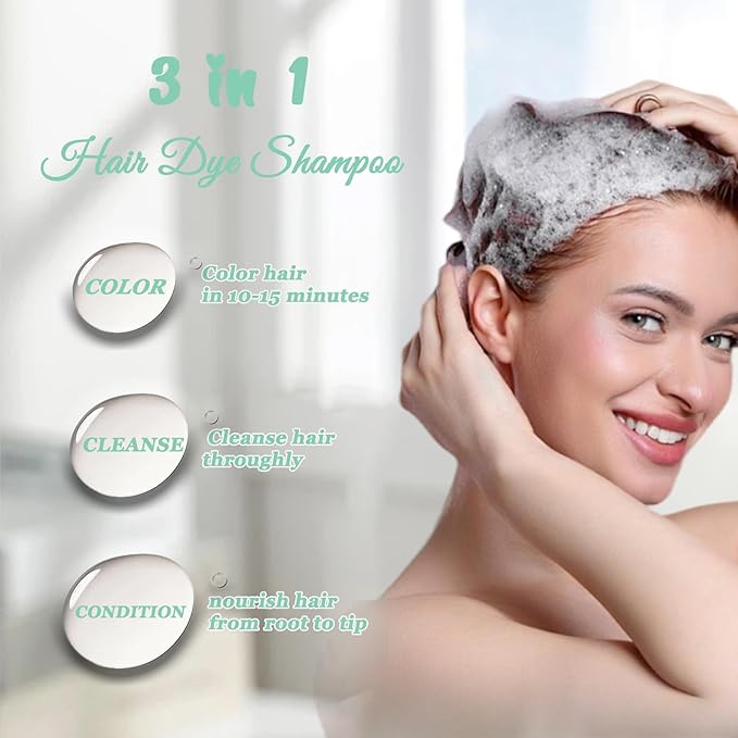 Brown Hair Dye Shampoo, Hair Color Shampoo for Women Men, Covers Grays in Minutes, Long Lasting Brown Hair Dye, Champu Para Canas, Easy to Use 16.90 Fl Oz