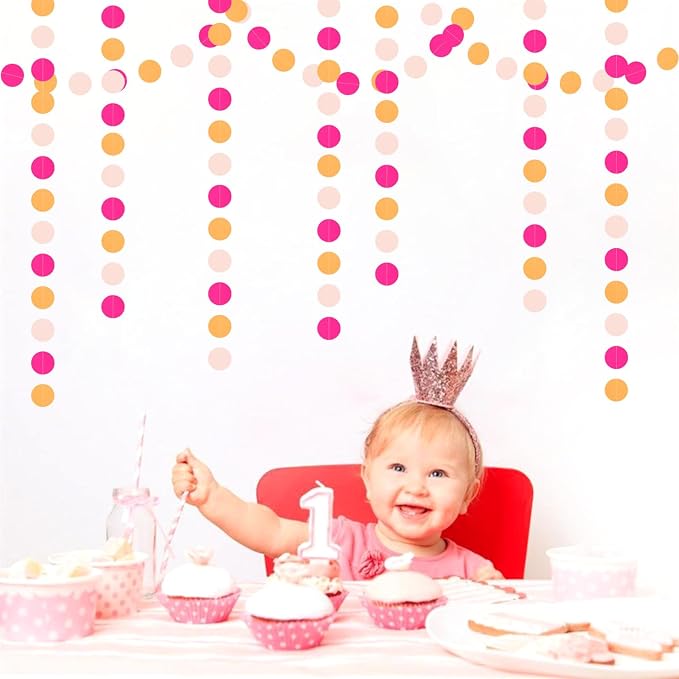 Hot-Pink Burnt-Orange Fall Party-Decorations Garland - 64Ft Birthday Baby - Image 7