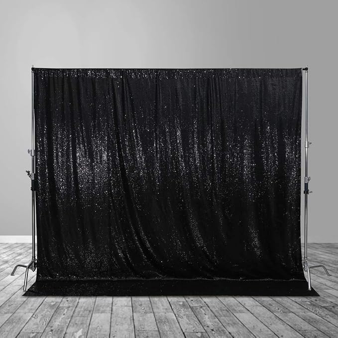 Juya Delight Black Sequin Backdrop, 8FTx8FT NO See-Through Photobooth Backdrop by JuyaDelight