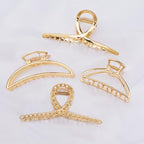 4 Pack Large Metal Hair Clips for Thin to Thick Curly Hair, 4.3 Inch Big Nonslip Gold Color Clamps, Perfect Fashion Jaw Claw Hair Styling Accessories for Women and Girls, Christmas Gifts
