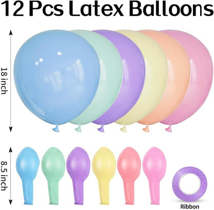 18 Inch Pastel Balloons 12 Pack Big Thick Latex Rainbow Large Multicolor Round - Image 2