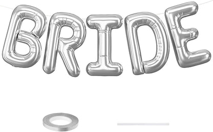 BRIDE Balloons Bachelorette, 16 inch Silver Bride Balloons by Saxuxu