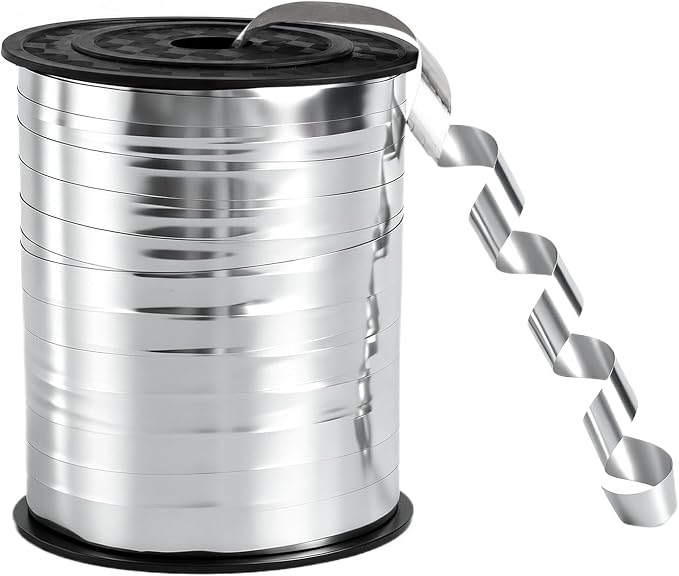 TONIFUL 250 Yards Shiny Silver Curling Ribbon 10mm Wide Balloon String | Silver by TONIFUL