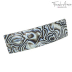 French Amie Rectangular Gray Magma 3 1/4” Celluloid Acetate Handmade Automatic Hair Clip Barrette with Sturdy Golden Clasp for Women and Girls, Made in France