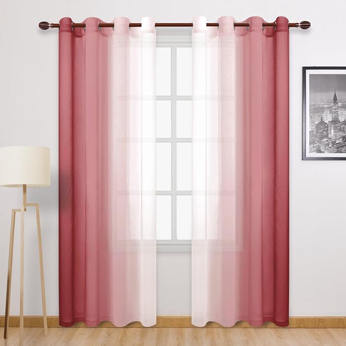DWCN Faux Linen Ombre Sheer Curtains by DWCN