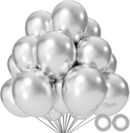 110pcs Metallic silver Balloons, Metallic silver Latex Balloons 12 inch by KUULBELAballoons